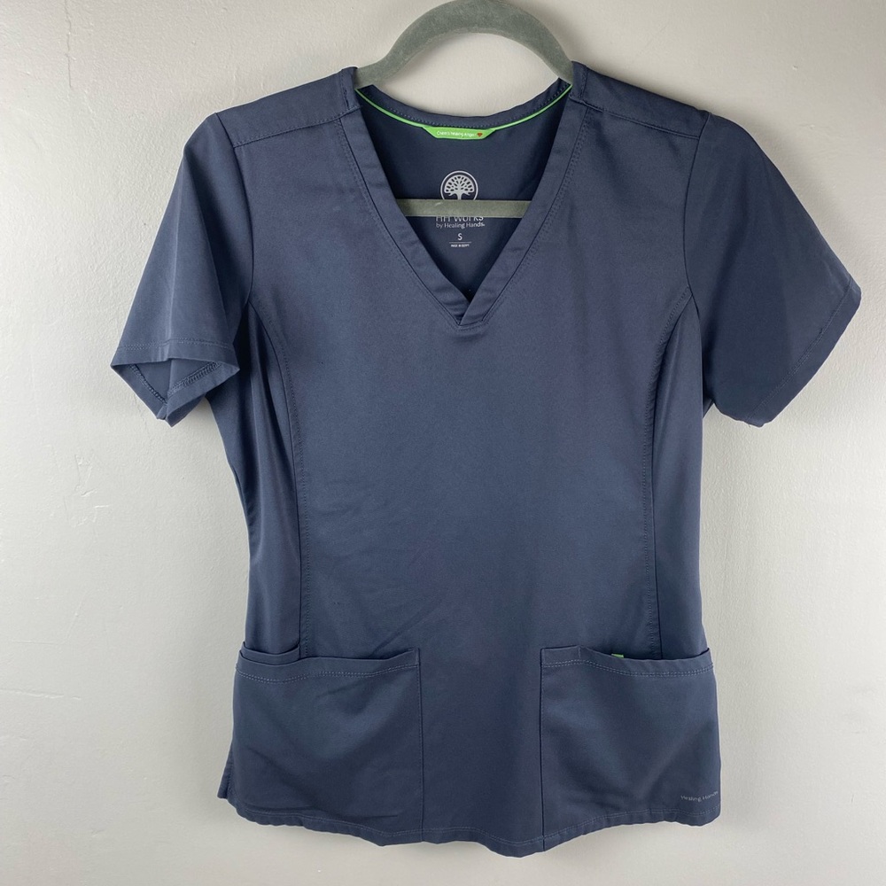 Healing Hands Women's Gray Scrub Set - SP Renee Joggers & Small Monica Top - Picture 2 of 6